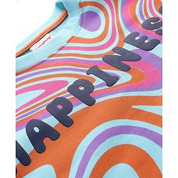 Babyhug Cotton Knit Full Sleeves Sweatshirt with Marble & Text Print - Multicolour