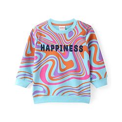 Babyhug Cotton Knit Full Sleeves Sweatshirt with Marble & Text Print - Multicolour