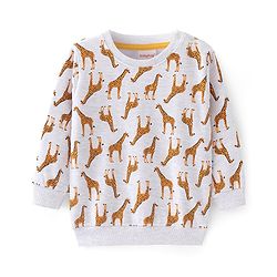 Babyhug Cotton Knit Full Sleeves Sweatshirts with Giraffe Print Pack of 2 - White & Green