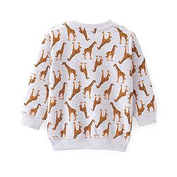Babyhug Cotton Knit Full Sleeves Sweatshirts with Giraffe Print Pack of 2 - White & Green