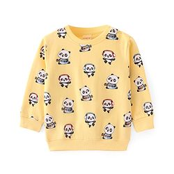 Babyhug Cotton Knit Full Sleeves Sweatshirts With Panda Print Pack of 2 - Yellow & Blue