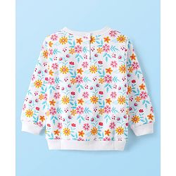 Babyhug Cotton Knit Full Sleeves Sweat Shirts with Floral & Deer Graphics Pack of 2 - White & Orange