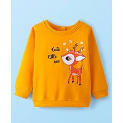 Babyhug Cotton Knit Full Sleeves Sweat Shirts with Floral & Deer Graphics Pack of 2 - White & Orange