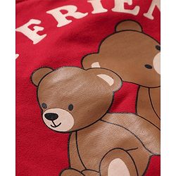 Babyhug Cotton Knit Full Sleeves Sweatshirts with Text & Bear Graphics Pack of 2 - Red & White