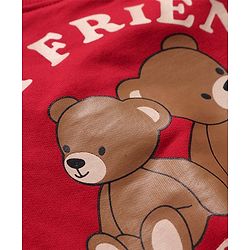Babyhug Cotton Knit Full Sleeves Sweatshirts with Text & Bear Graphics Pack of 2 - Red & White