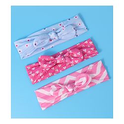 Babyhug Free Size Headbands With Bow Applique Pack of 3 - Pink & Blue
