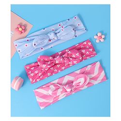 Babyhug Free Size Headbands With Bow Applique Pack of 3 - Pink & Blue