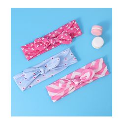 Babyhug Free Size Headbands With Bow Applique Pack of 3 - Pink & Blue