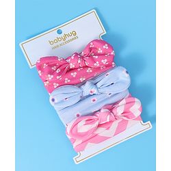 Babyhug Free Size Headbands With Bow Applique Pack of 3 - Pink & Blue