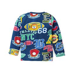 Babyhug Cotton Knit Full Sleeves Night Suit With Varsity Print - Navy