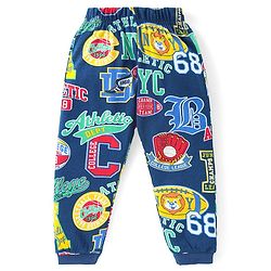 Babyhug Cotton Knit Full Sleeves Night Suit With Varsity Print - Navy