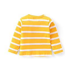 Babyhug Cotton Knit Full Sleeves Striped T-Shirt- Yellow