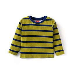 Babyhug Cotton Knit Full Sleeves Striped T-Shirt - Olive Green