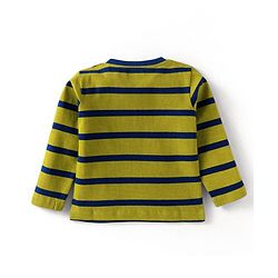 Babyhug Cotton Knit Full Sleeves Striped T-Shirt - Olive Green