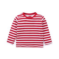 Babyhug Cotton Knit Full Sleeves Striped T-Shirt - Red & White