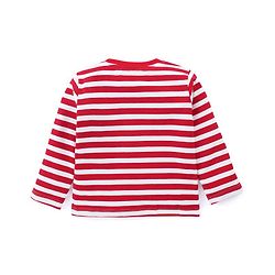 Babyhug Cotton Knit Full Sleeves Striped T-Shirt - Red & White