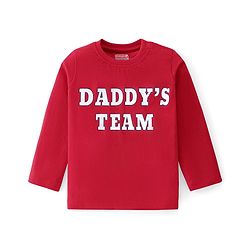 Babyhug Cotton Knit  Full Sleeves T-Shirt with Text Print - Red