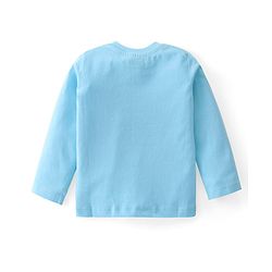 Babyhug Cotton Knit Full Sleeves T-Shirt with Animal & Text  Print - Blue