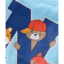 Babyhug Cotton Knit Full Sleeves T-Shirt with Animal & Text  Print - Blue