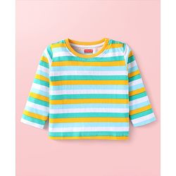 Babyhug Cotton Knit Full Sleeves Striped T-Shirt - Green