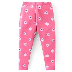 Babyhug Cotton Lycra Knit Full Length Stretchable Leggings with Floral Print Pack of 3 - Multicolour