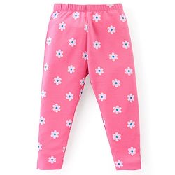 Babyhug Cotton Lycra Knit Full Length Stretchable Leggings with Floral Print Pack of 3 - Multicolour