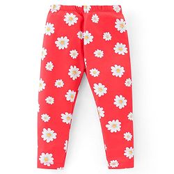 Babyhug Cotton Lycra Knit Full Length Stretchable Leggings with Floral & Polka Dots Print Pack of 3 - Multicolour