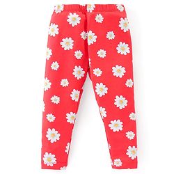 Babyhug Cotton Lycra Knit Full Length Stretchable Leggings with Floral & Polka Dots Print Pack of 3 - Multicolour