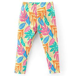 Babyhug Cotton Lycra Knit Full Length Stretchable  Leggings with Floral & Polka Dots Print Pack of 3 - Multicolour