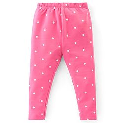Babyhug Cotton Lycra Knit Full Length Stretchable  Leggings with Floral & Polka Dots Print Pack of 3 - Multicolour