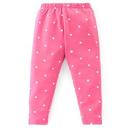 Babyhug Cotton Lycra Knit Full Length Stretchable  Leggings with Floral & Polka Dots Print Pack of 3 - Multicolour