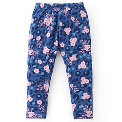 Babyhug Cotton Lycra Knit Full Length Stretchable Leggings with Floral & Butterfly Print Pack of 3 - Multicolour