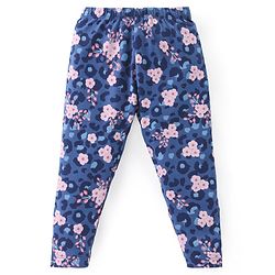 Babyhug Cotton Lycra Knit Full Length Stretchable Leggings with Floral & Butterfly Print Pack of 3 - Multicolour