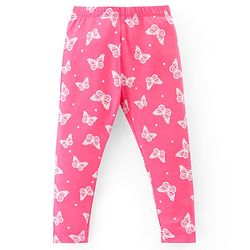 Babyhug Cotton Lycra Knit Full Length Stretchable Leggings with Floral & Butterfly Print Pack of 3 - Multicolour