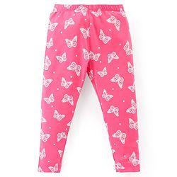 Babyhug Cotton Lycra Knit Full Length Stretchable Leggings with Floral & Butterfly Print Pack of 3 - Multicolour