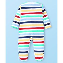 Babyhug Cotton Knit Full Sleeves Sleep Suits With Stripes Design & Animals Print Pack Of 2 - White & Red