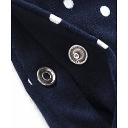Babyhug Cotton Knit Full Sleeves Sleep Suit With Polka Dots Print - Navy