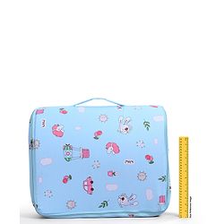 Babyhug 100% Cotton Bed in Bag with Net Car Print - Blue