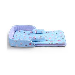 Babyhug 100% Cotton Bed in Bag with Net Car Print - Blue