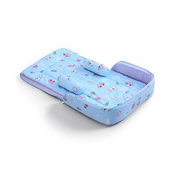 Babyhug 100% Cotton Bed in Bag with Net Car Print - Blue
