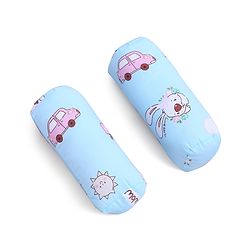 Babyhug 100% Cotton Bed in Bag with Net Car Print - Blue