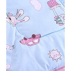 Babyhug 100% Cotton Bed in Bag with Net Car Print - Blue