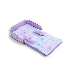 Babyhug 100% Cotton Bed in Bag with Net Car Print - Blue