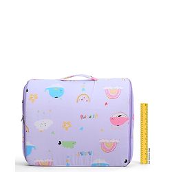 Babyhug 100% Cotton Bed in Bag with Net Car Print - Blue