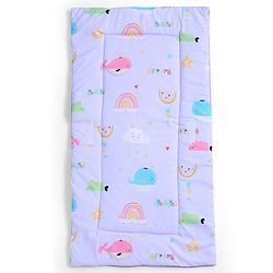 Babyhug 100% Cotton Bed in Bag with Net Car Print - Blue