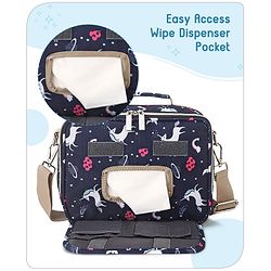 Babyhug Mini Travel Diaper Sling Bag Unicorn Theme- Blue