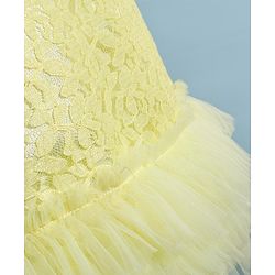 Babyhug Sleeveless A Line  Party Frock with Floral Corsage & Frill Detailing  - Yellow