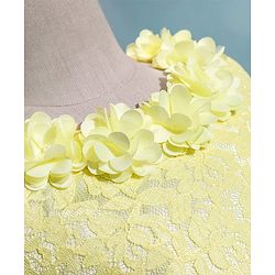 Babyhug Sleeveless A Line  Party Frock with Floral Corsage & Frill Detailing  - Yellow