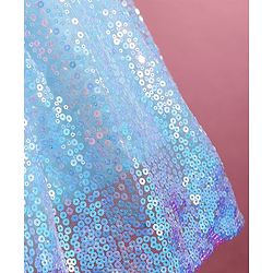 Babyhug Woven Half Sleeves Sequined Fit & Flared  Party Frock with Bow Detailing - Blue