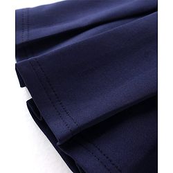 Babyhug Woven Sleeveless Party Assymetrical Top & Pleated Skirt with Bow Applique - Navy Blue